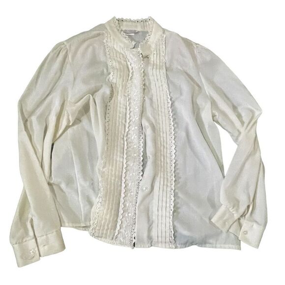Vintage Lauren Lee Ruffle Blouse SZ 16 Beautiful XL - Picture 1 of 16
